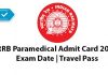 RRB Paramedical Admit Card