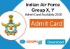 Indian Air Force Group X, Y 01/2021 Admit Card 2020 Available