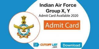 Indian Air Force Group X, Y 01/2021 Admit Card 2020 Available